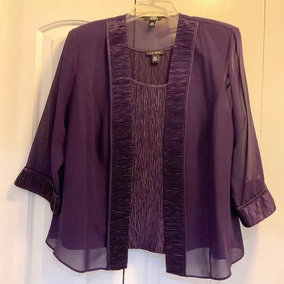Le Bos women’s purple 3 piece skirt, blouse and light jacket 16W - Picture 1 of 9